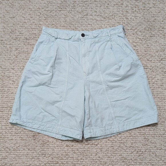 Everlane Women's Size 12 Linen Blend Pleated Front Bermuda Shorts - Picture 2 of 3